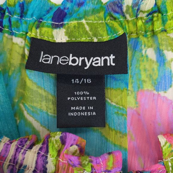 Lane Bryant Gypsy Sheer Top Women 14/16 Split 3/4 Sleeve Colorful Blouson - Picture 10 of 13